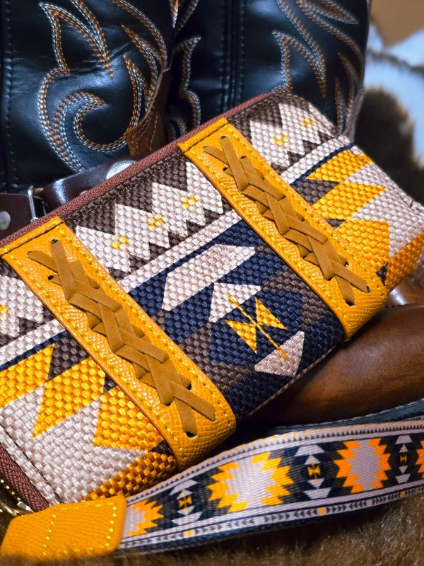 Cowgirl Aztec Western Yellow and Brown Purse