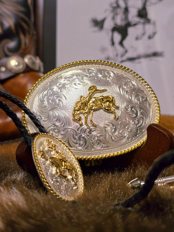 Vintage Montana Silversmiths Belt Buckle & Bolo Tie