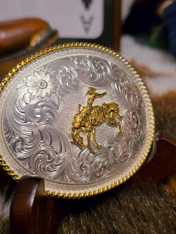 Vintage Montana Silversmiths Belt Buckle & Bolo Tie