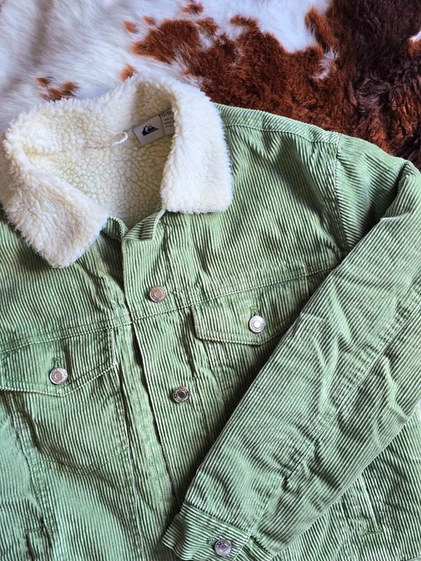 Quicksilver Olive Green Corduroy Fleece Jacket
