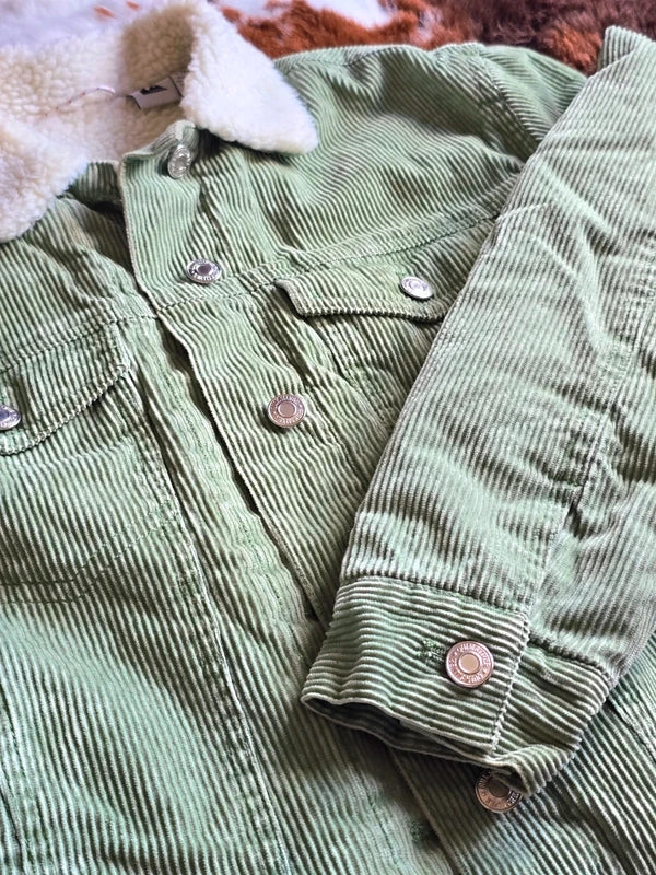 Quicksilver Olive Green Corduroy Fleece Jacket