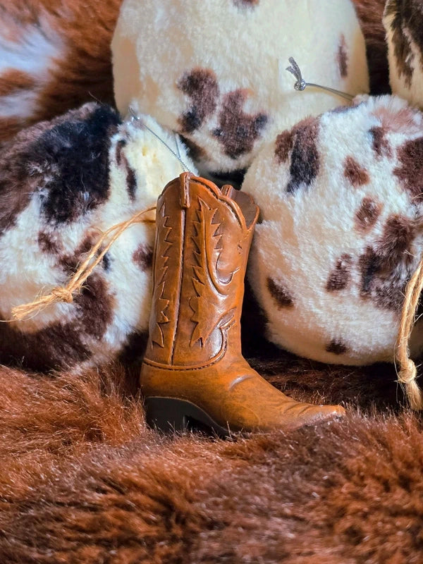 Faux Fur Cowprint Fluffy Christmas Baubles