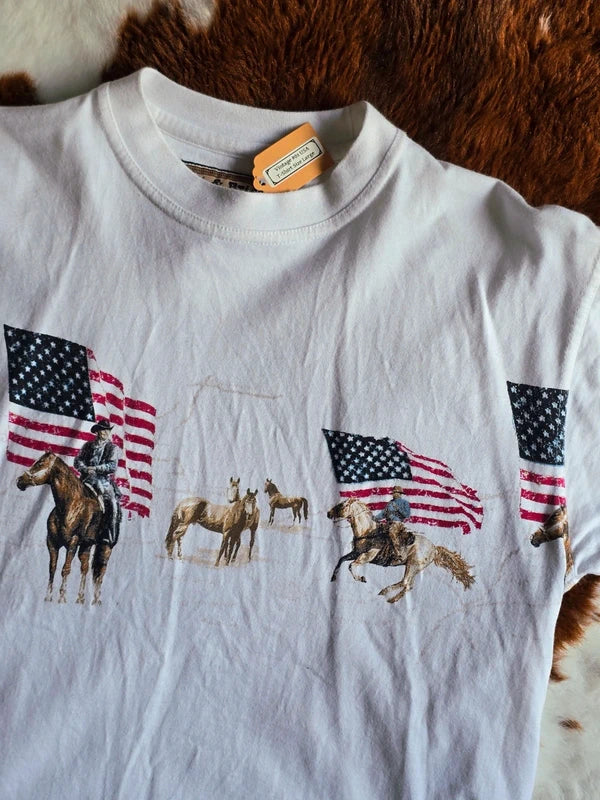 Vintage 90s Ladies USA Cowboy T-Shirt L14/16