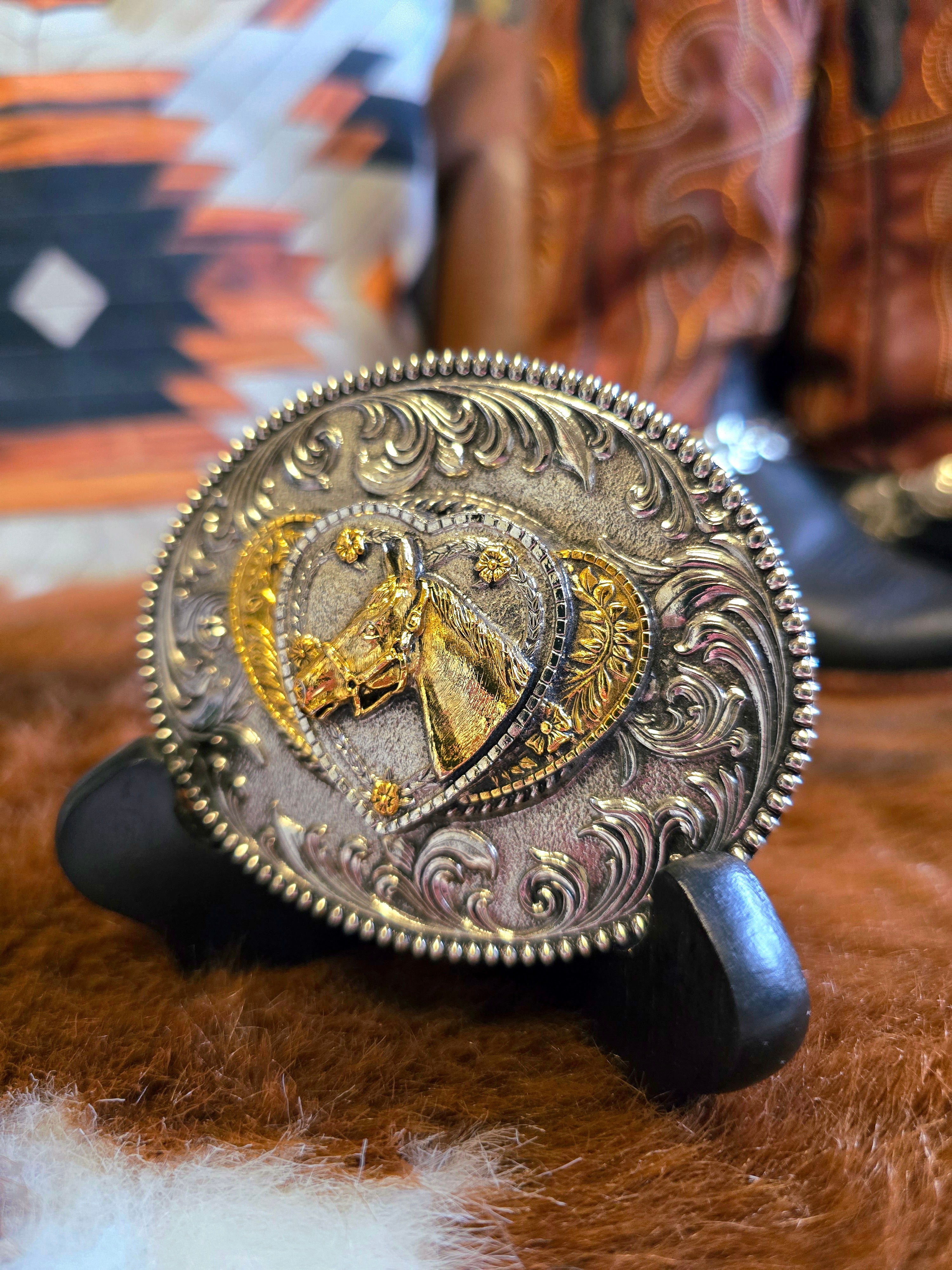 24ct Gold Plated Horse Belt Buckle