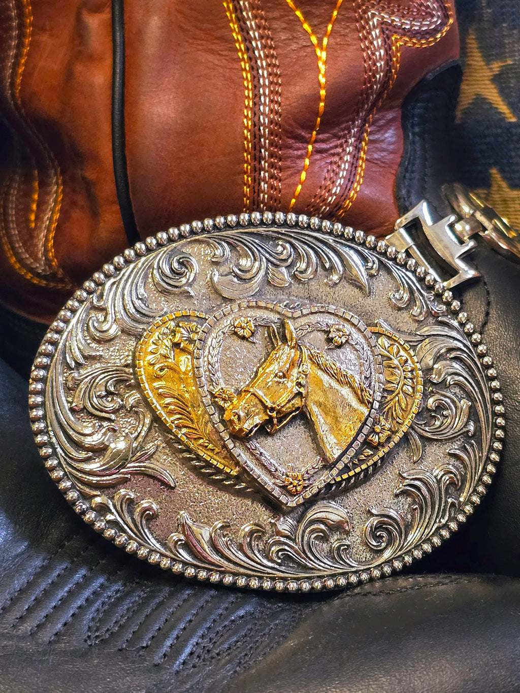 24ct Gold Plated Horse Belt Buckle