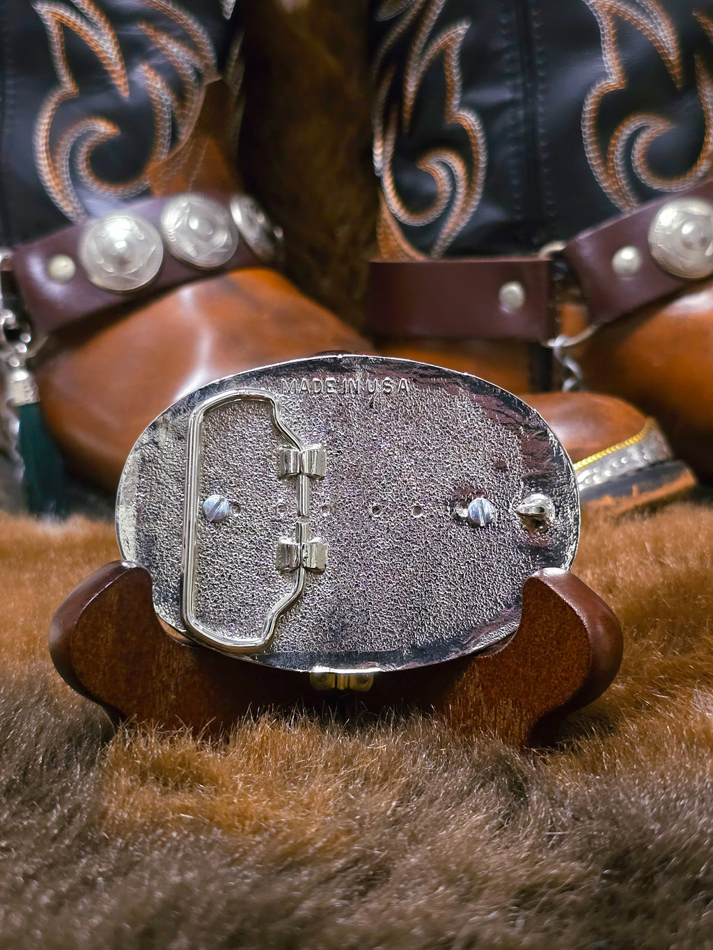 Genuine Eisenhower Dollar Coin Hand Painted Buckle