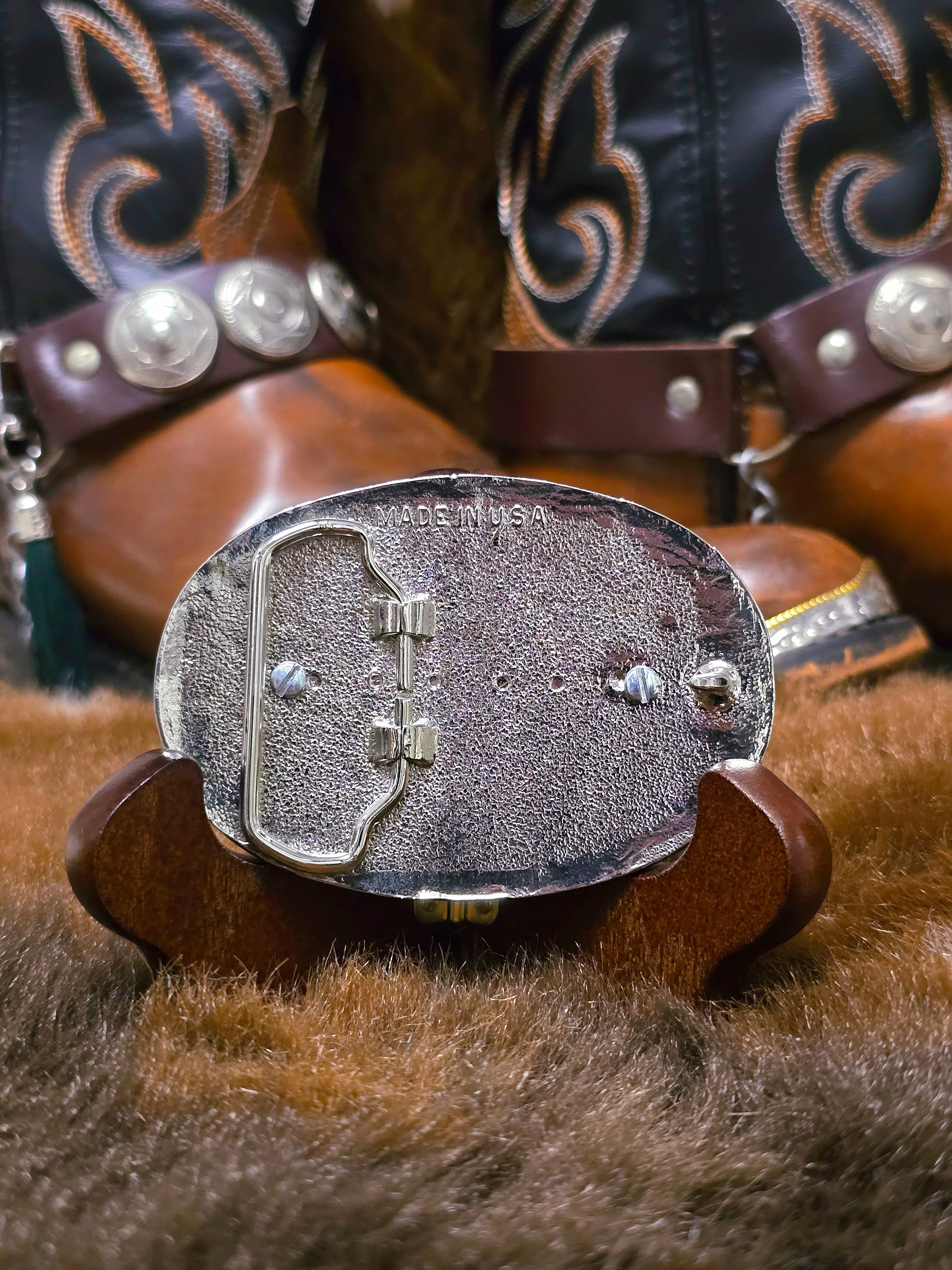 Genuine Eisenhower Dollar Coin Hand Painted Buckle