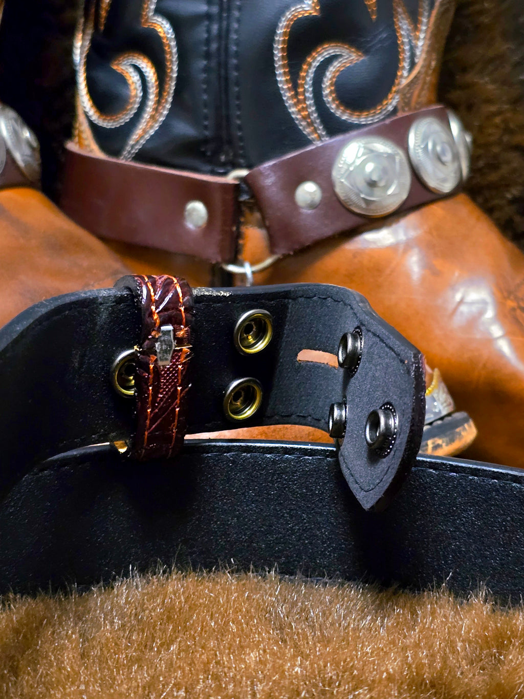 Burgundy Brown Leather Belt