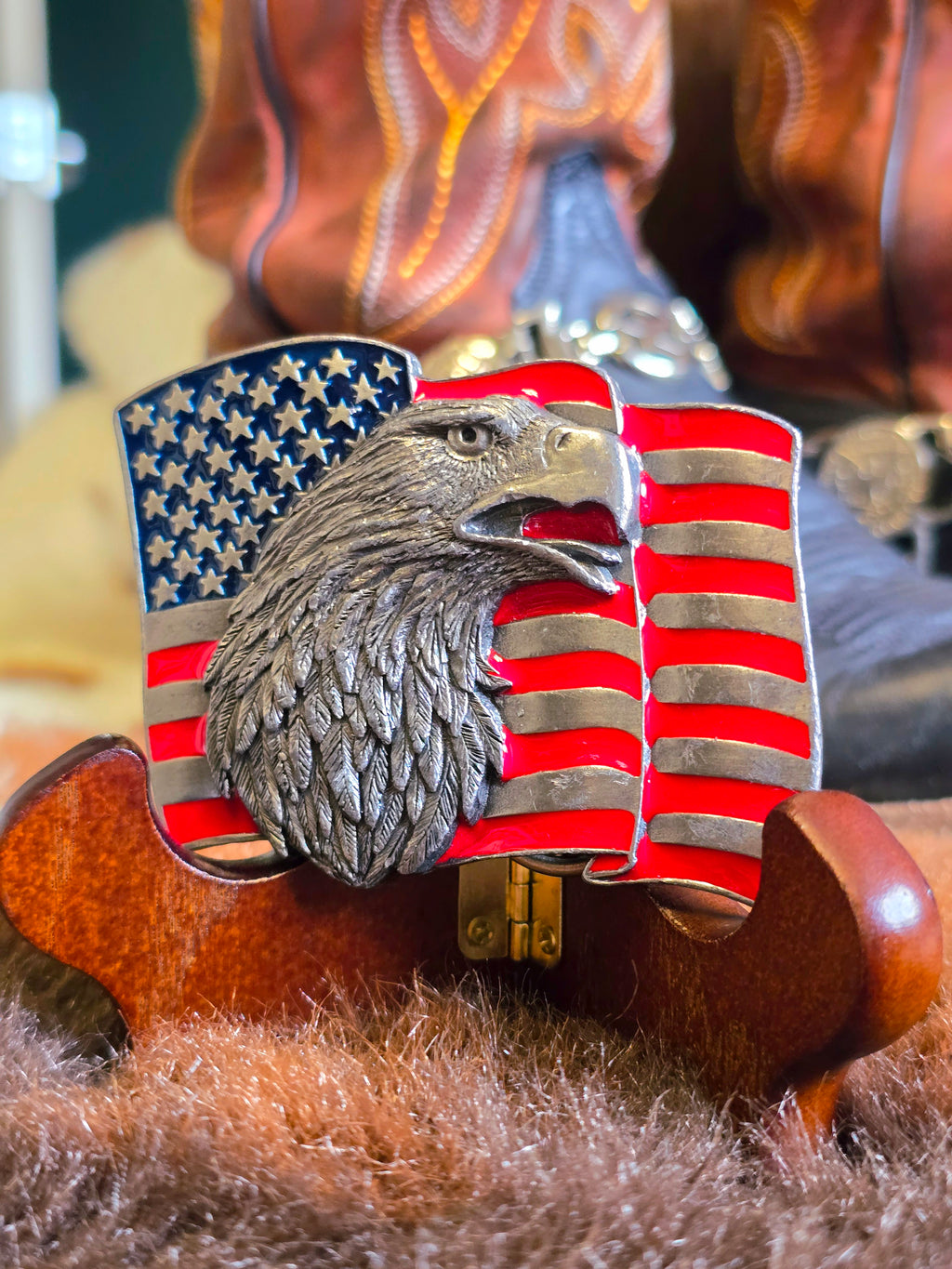 American Eagle Vintage Pewter Belt Buckle