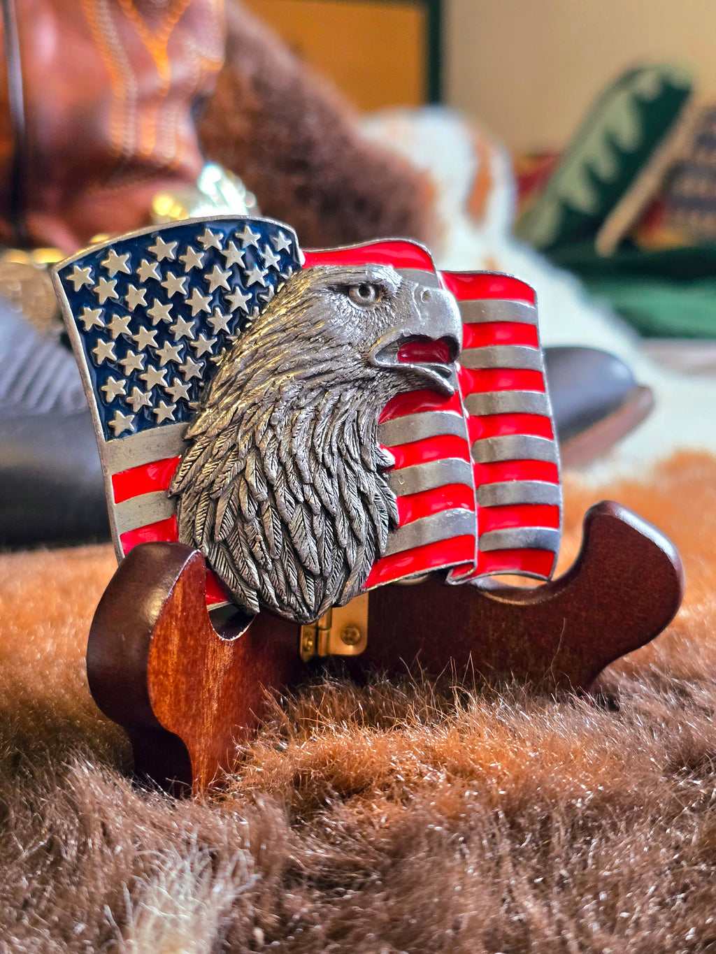 American Eagle Vintage Pewter Belt Buckle