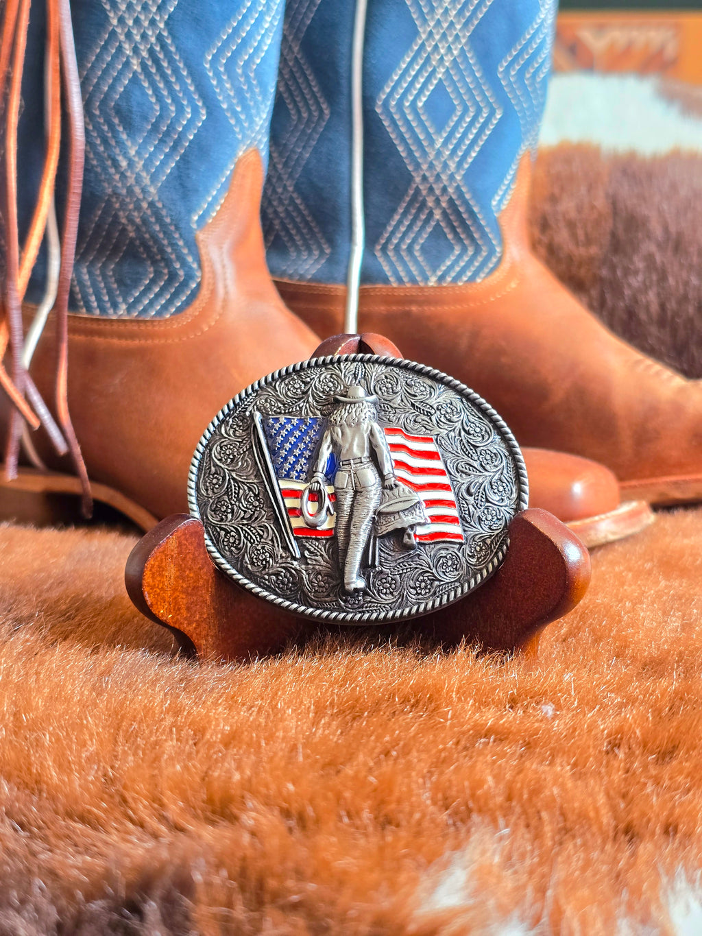 Rodeo Cowgirl Belt Buckle