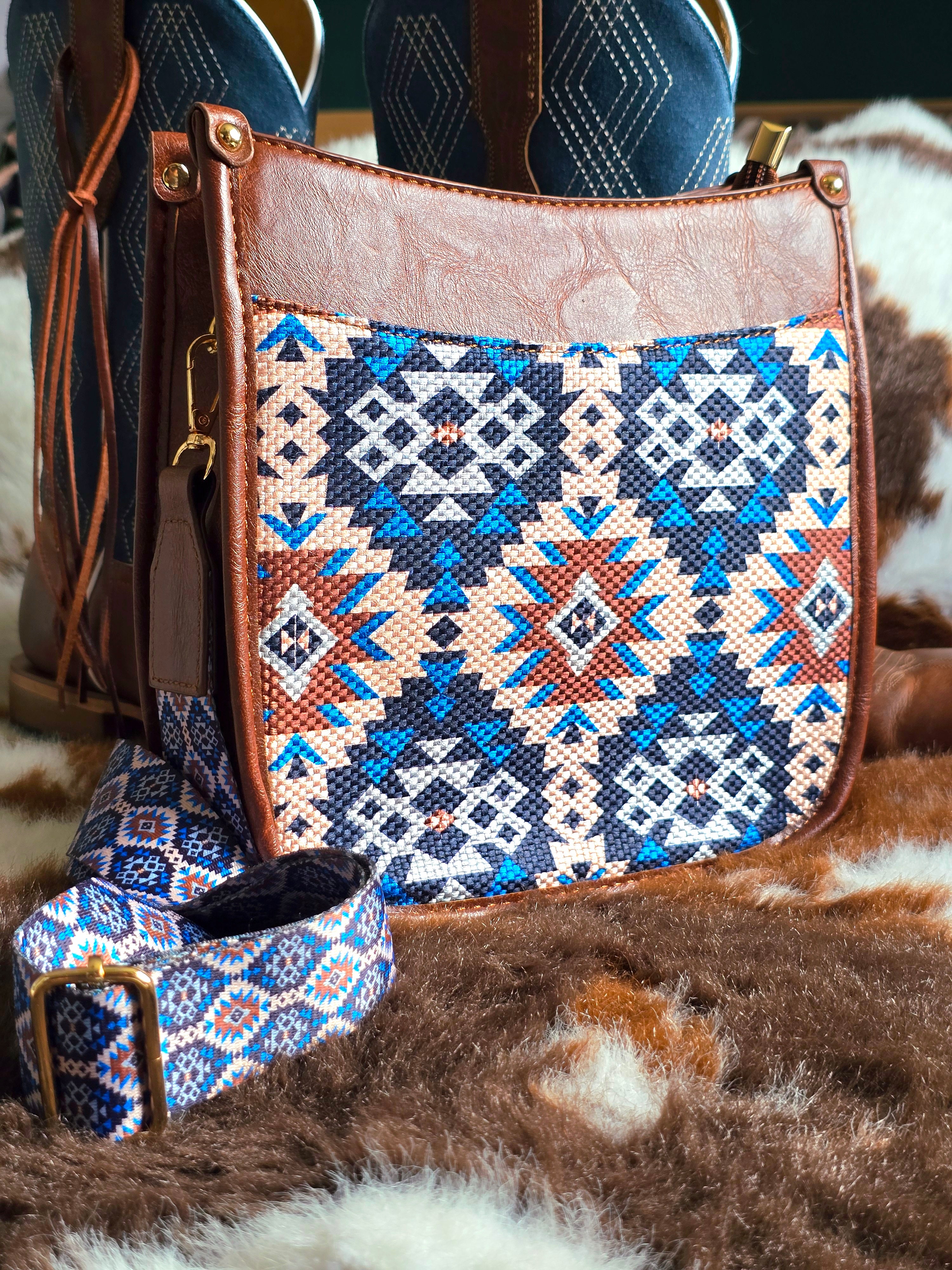 Aztec Print Canvas Handbag