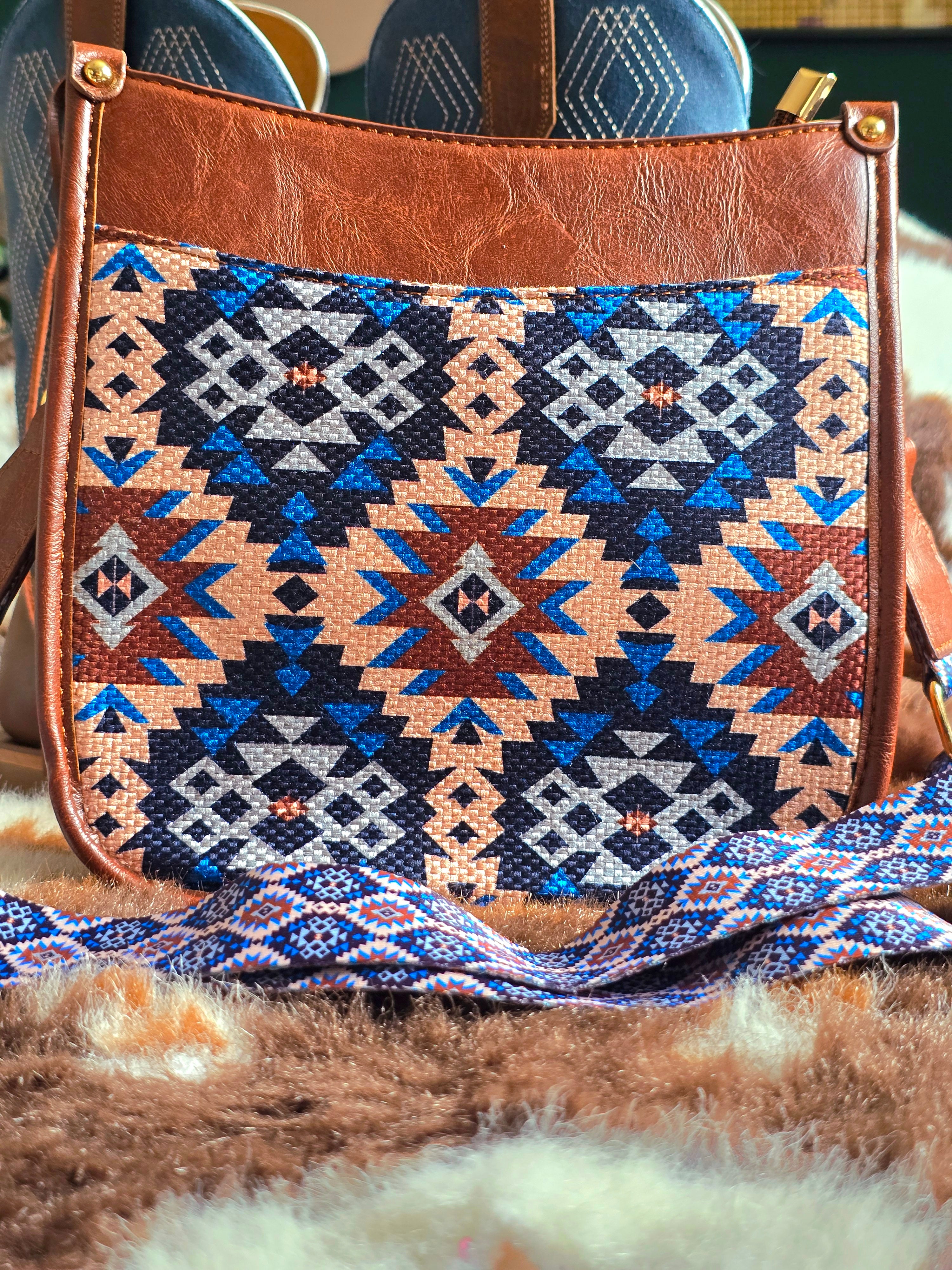 Aztec Print Canvas Handbag