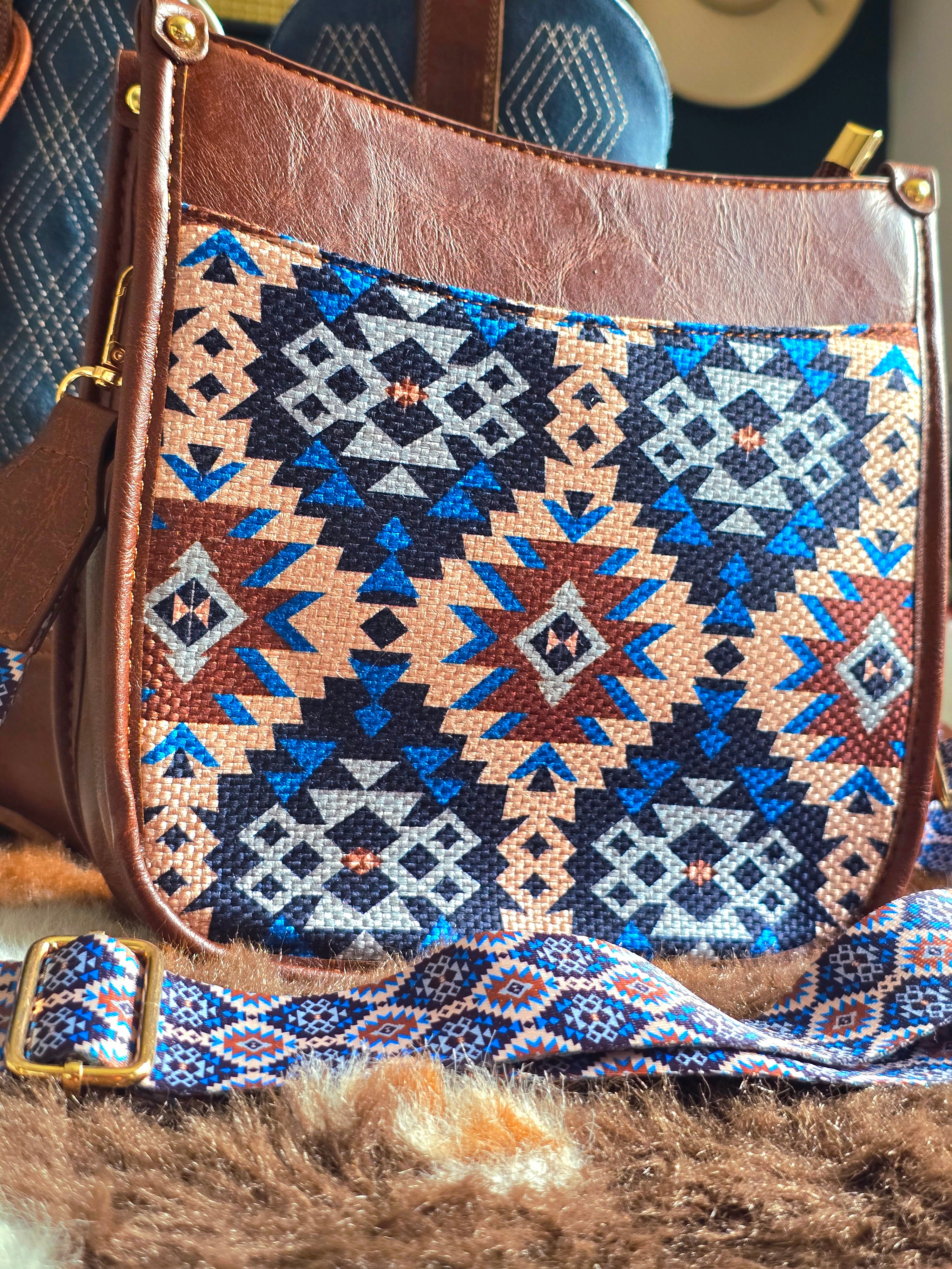 Aztec Print Canvas Handbag