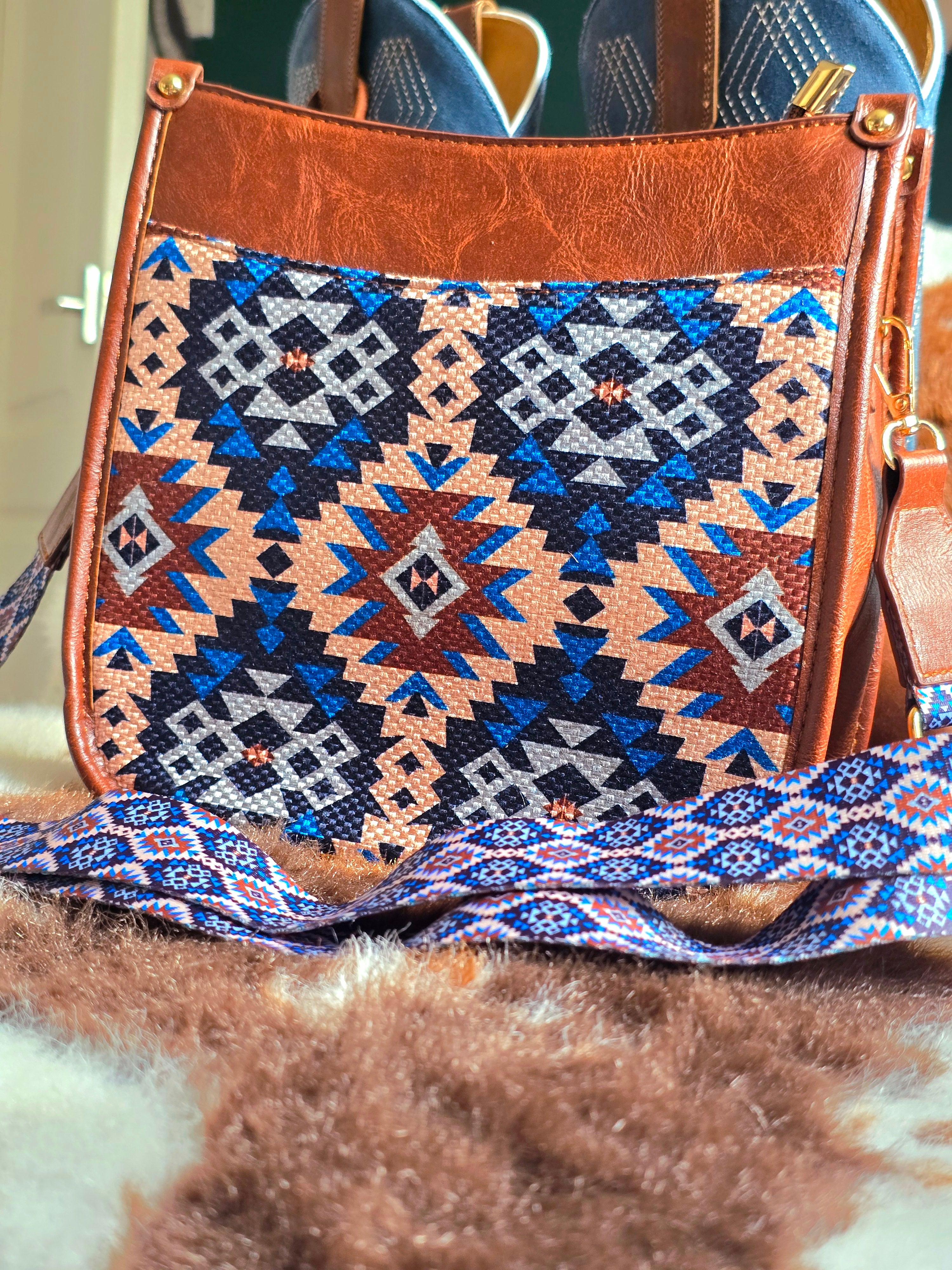 Aztec Print Canvas Handbag