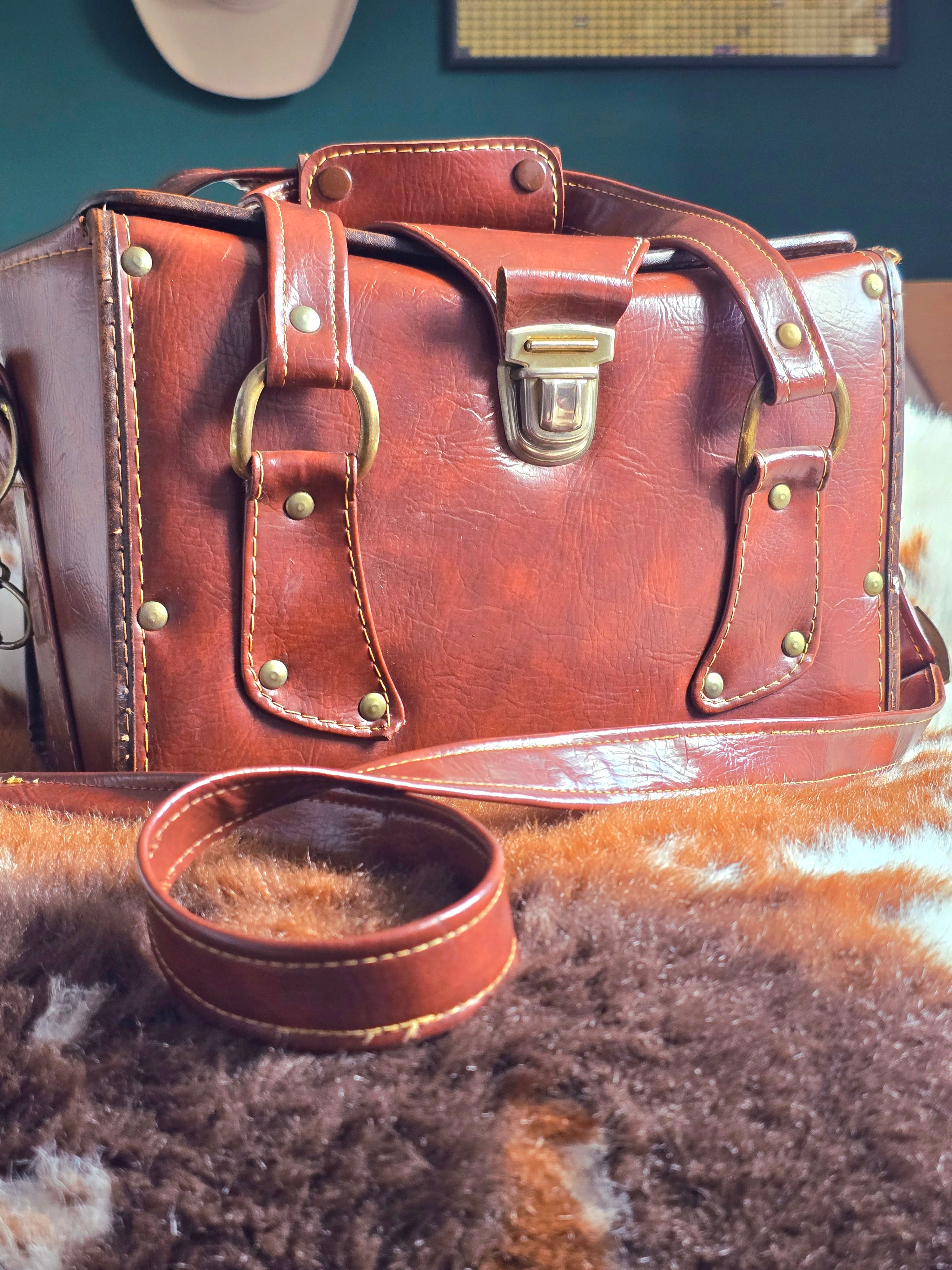 Cowhide Leather Vintage Satchel Bag
