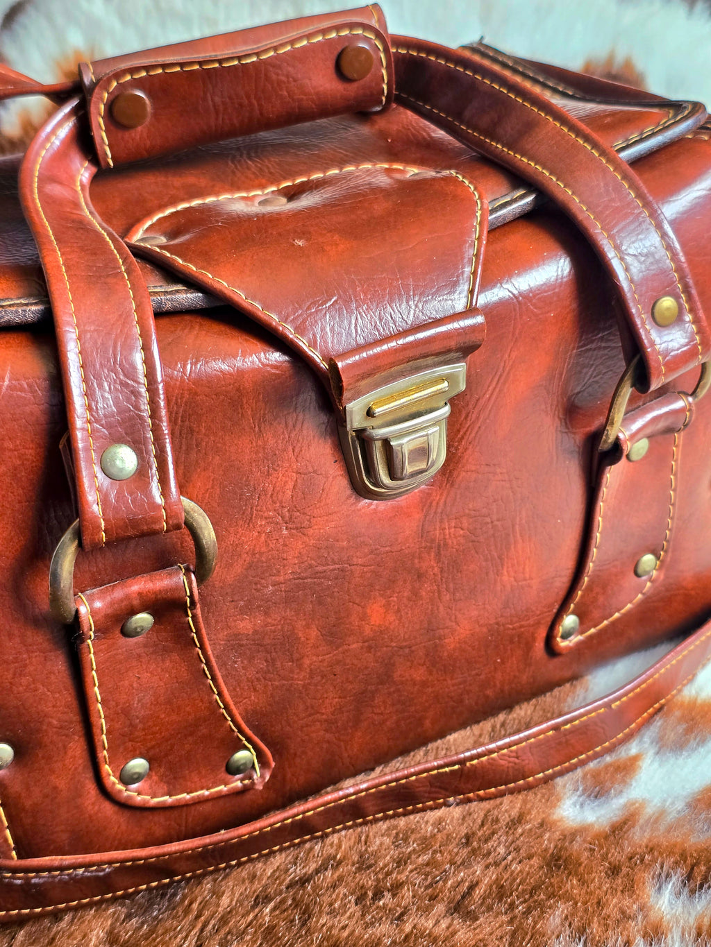 Cowhide Leather Vintage Satchel Bag