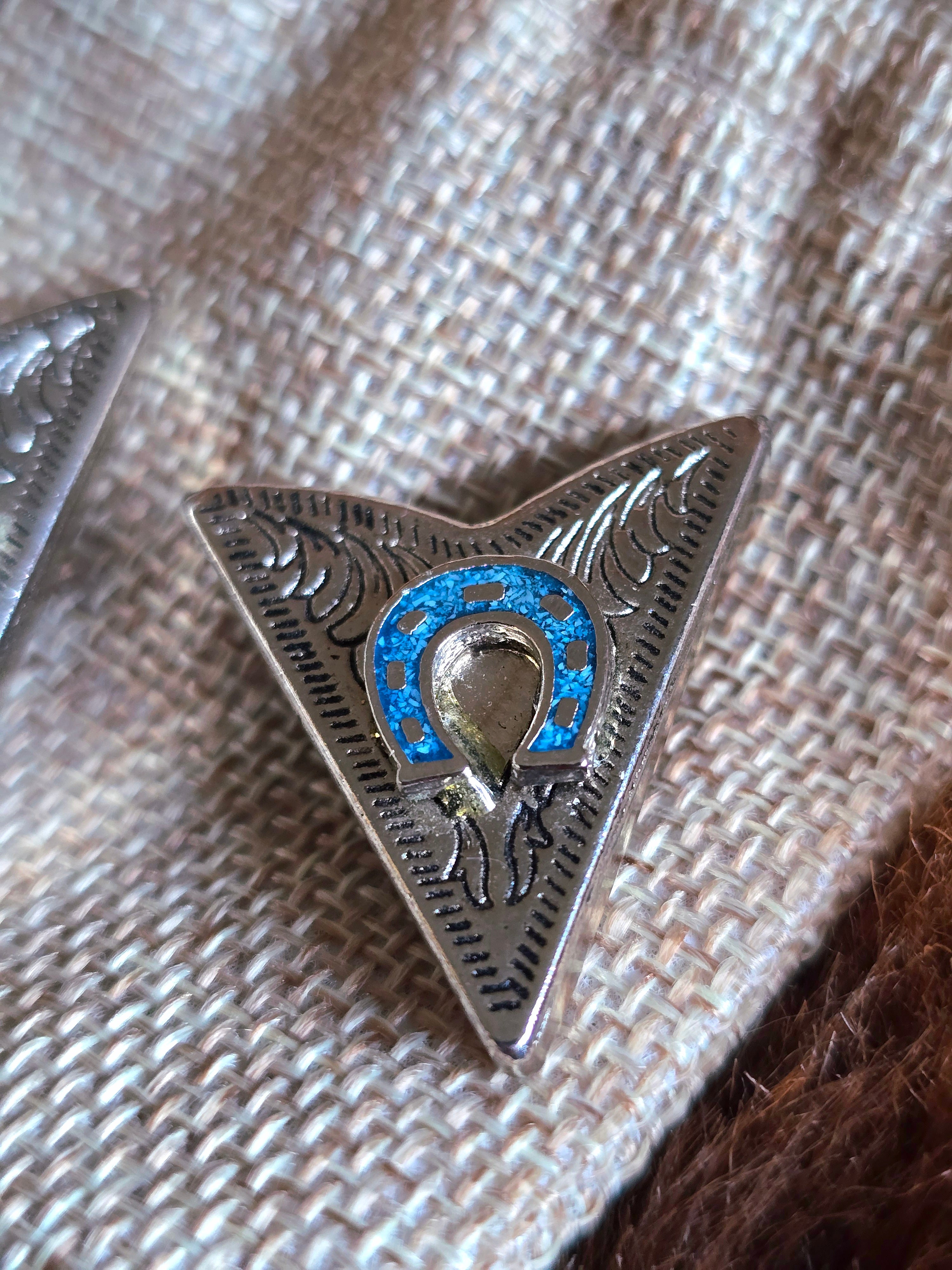 Horse Shoe Turquoise Collar Clips