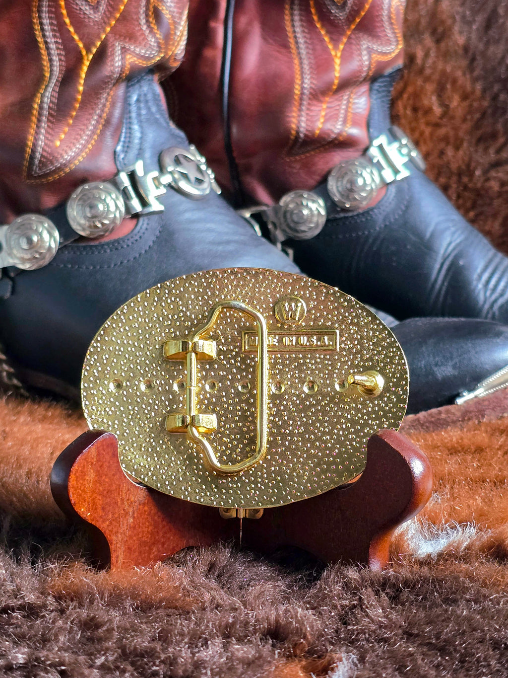 Western Rodeo Trophy Gold Silver Plated Belt Buckle