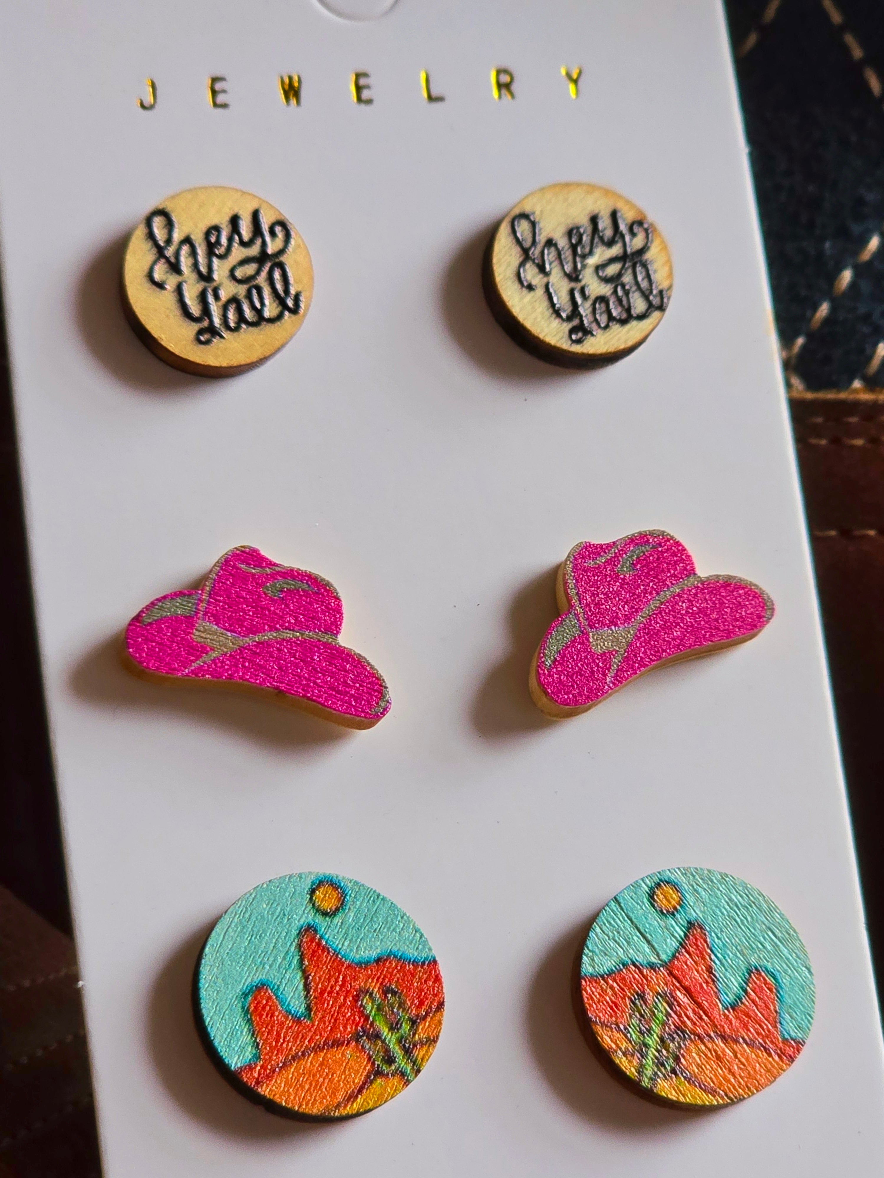 Wooden Cowgirl Earrings