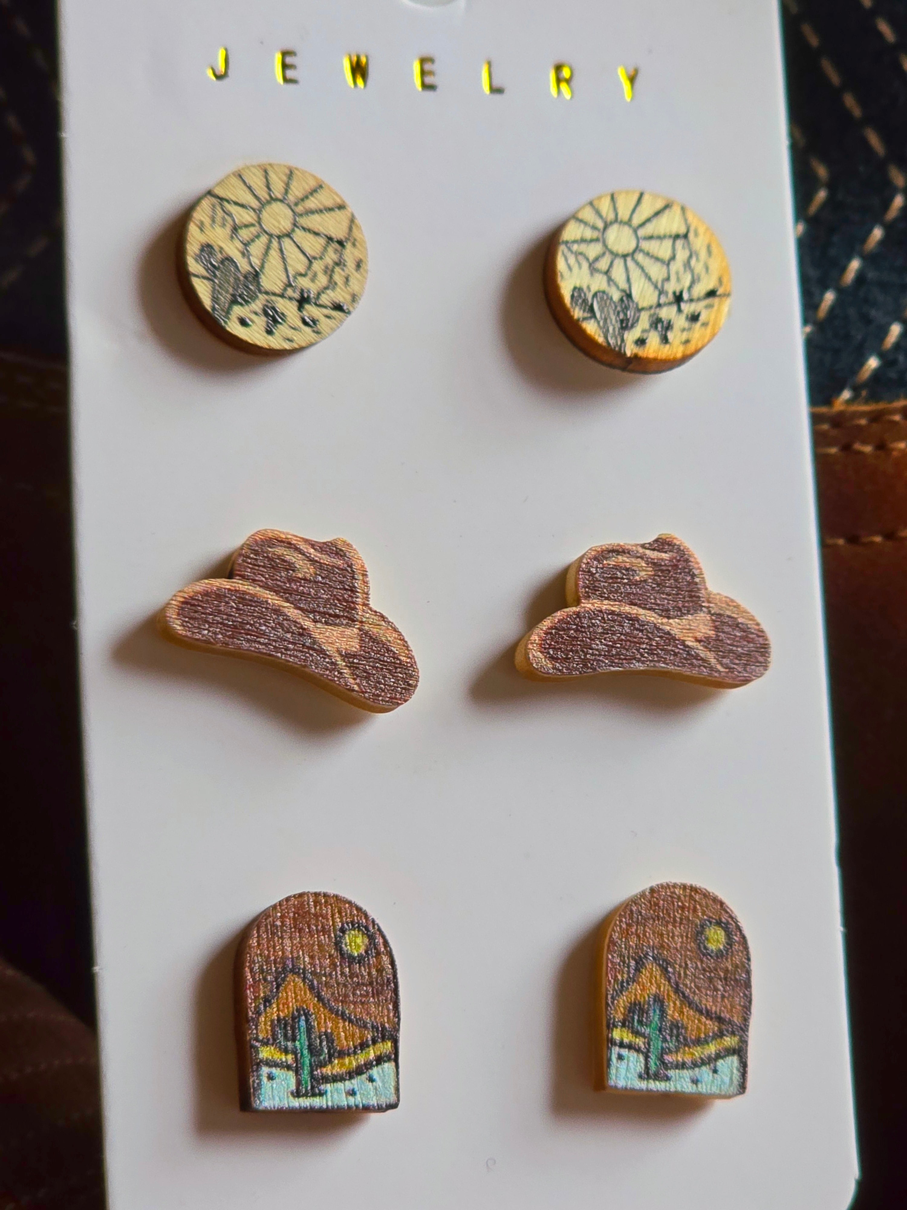 Wooden Cowgirl Earrings