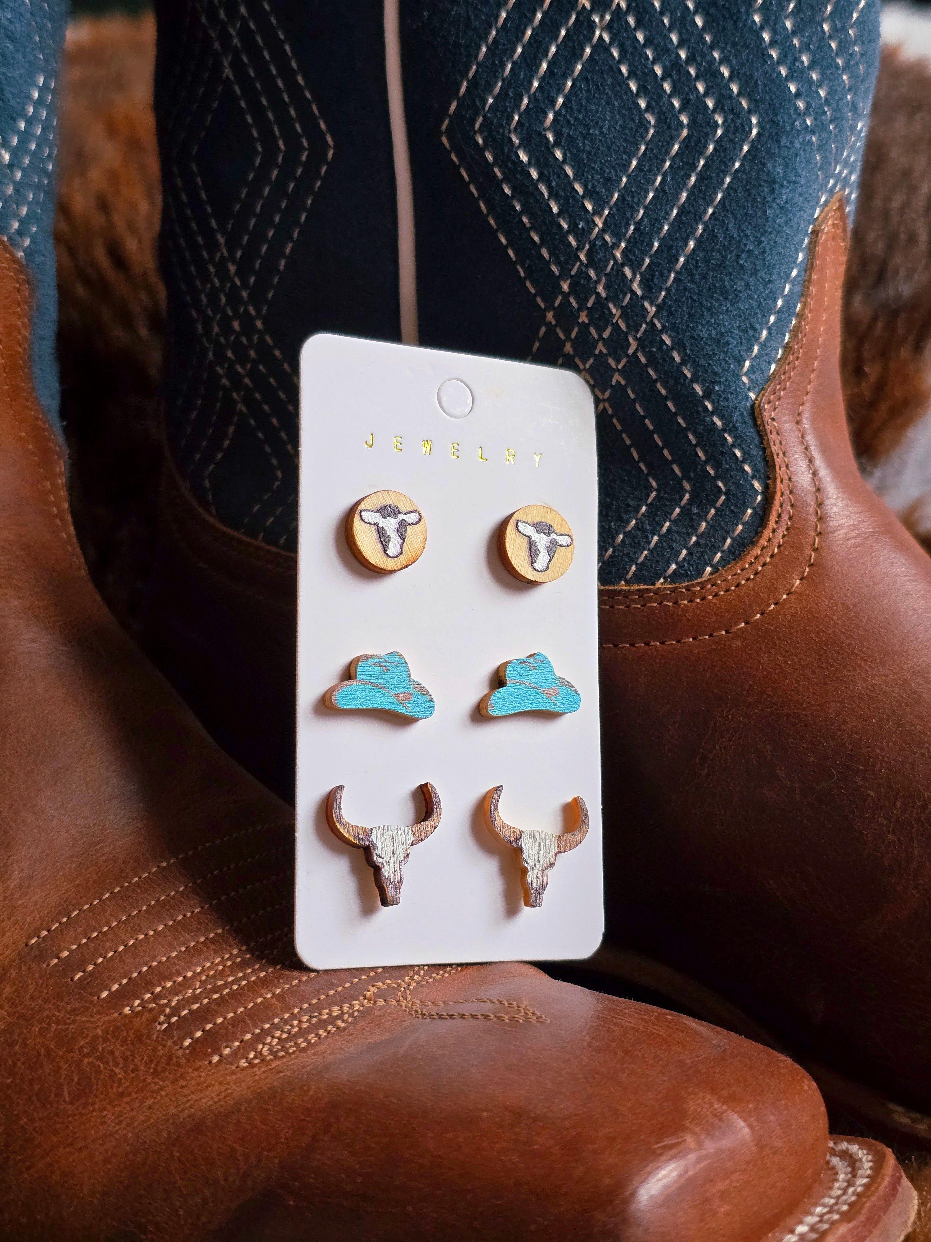 Wooden Cowgirl Earrings