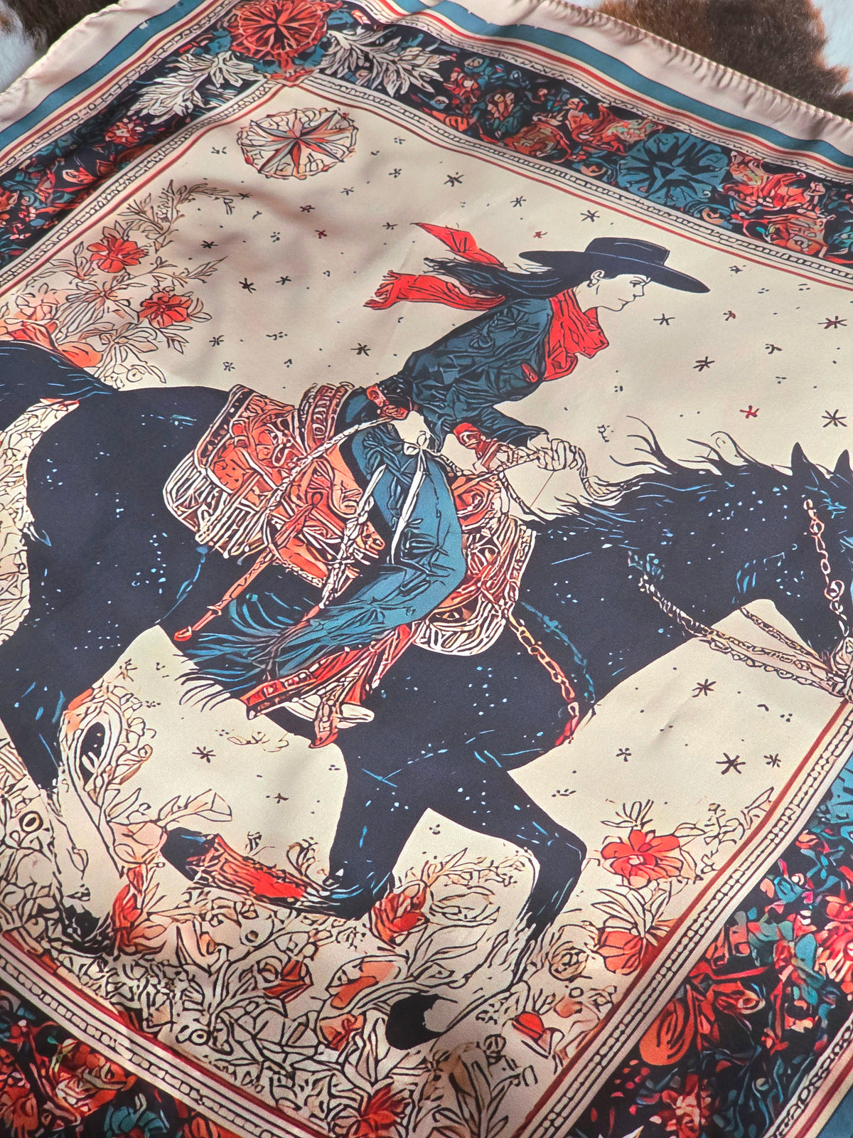 Cowgirl Galloping Horse Bandana