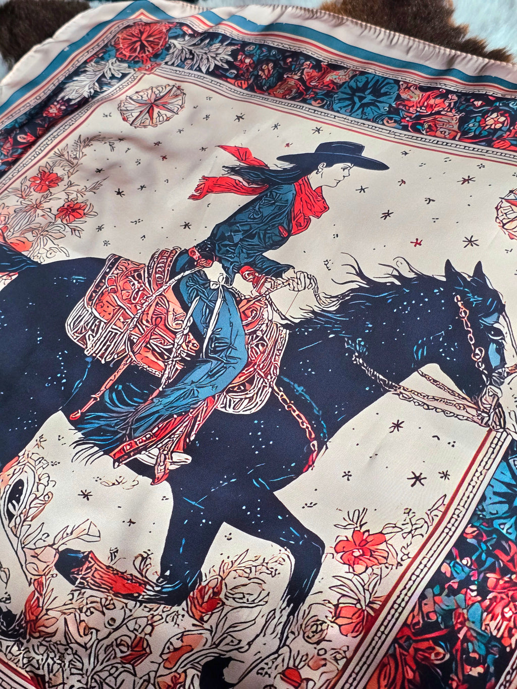 Cowgirl Galloping Horse Bandana