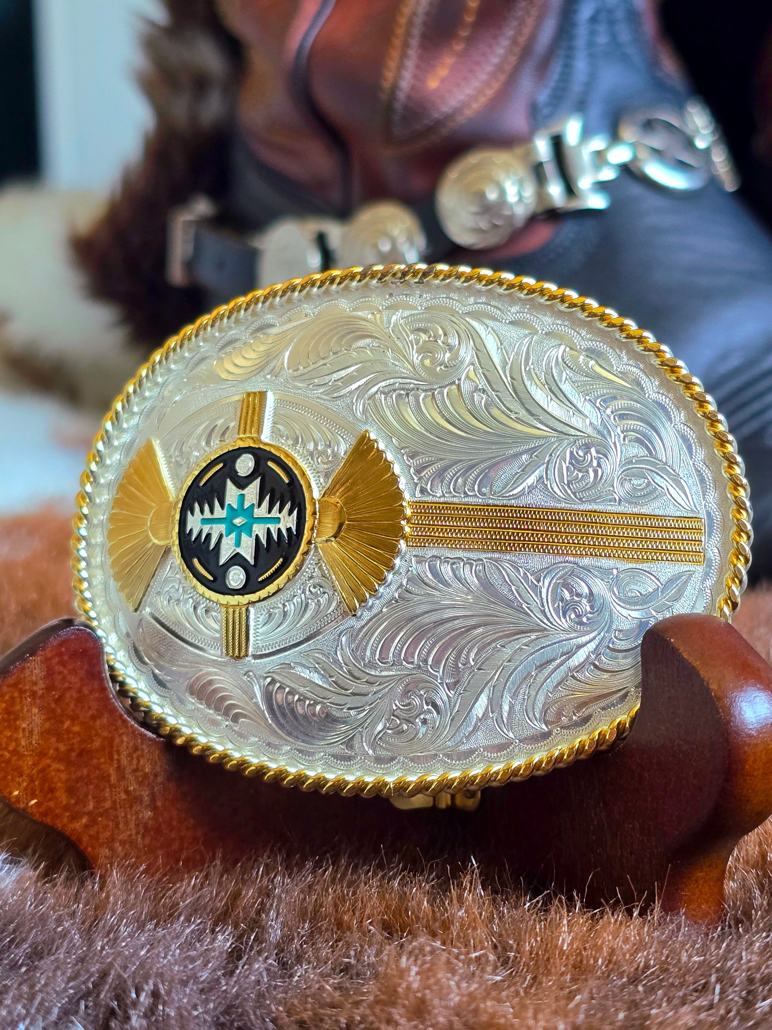 Montana Silversmiths Aztec Silver & Gold Buckle
