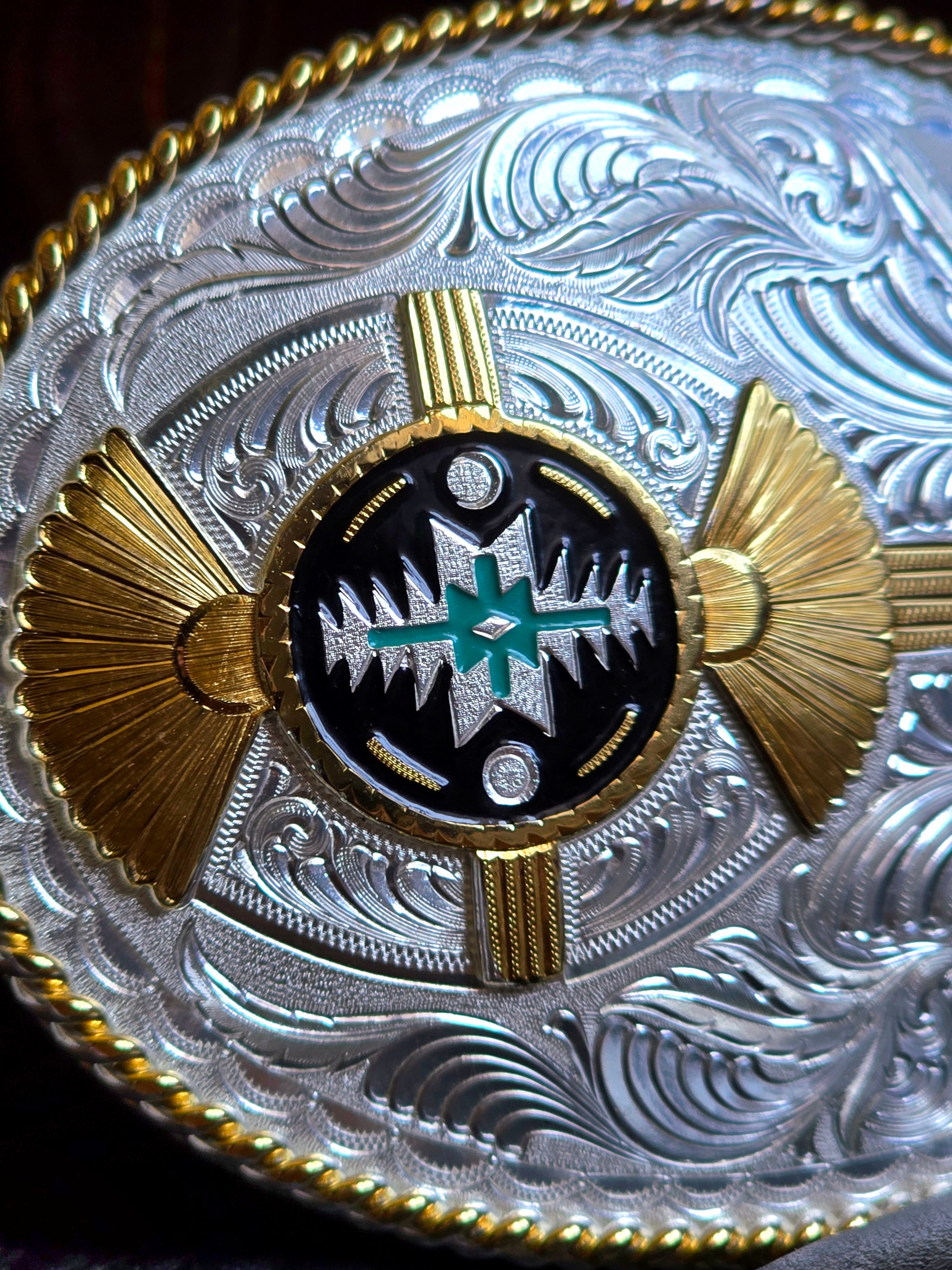 Montana Silversmiths Aztec Silver & Gold Buckle