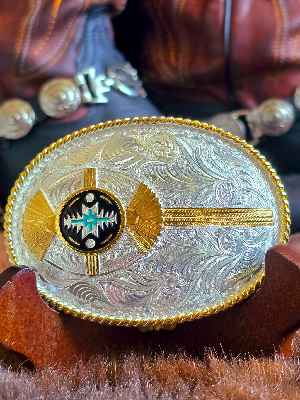Montana Silversmiths Aztec Silver & Gold Buckle