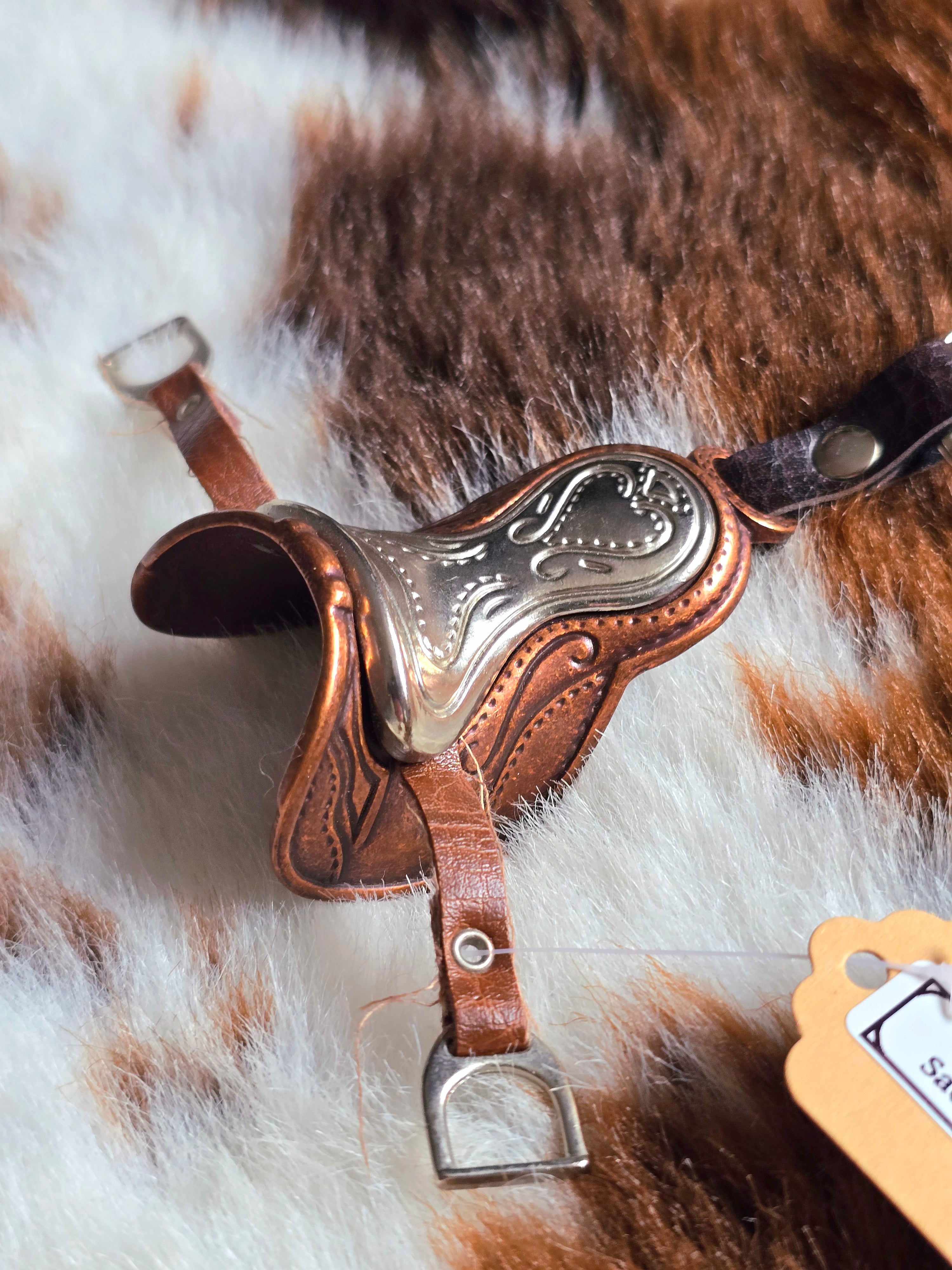 Vintage Brass Saddle Keychain