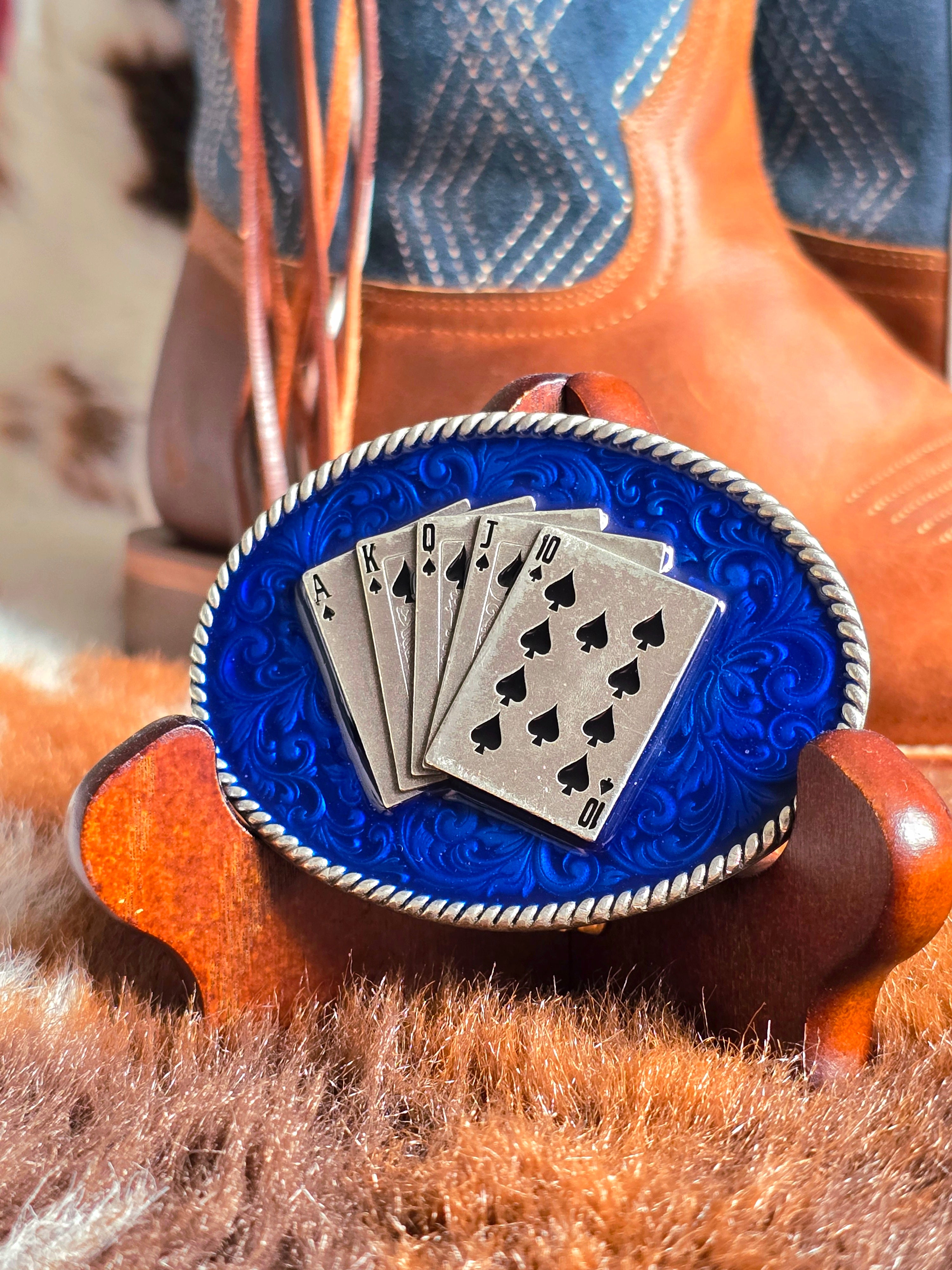 Royal Flush Poker Belt Buckle