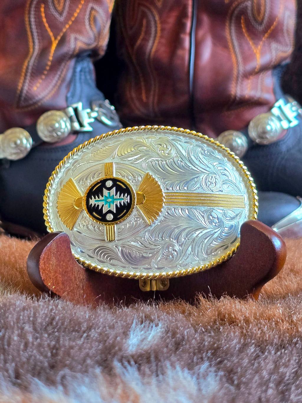 Montana Silversmiths Aztec Silver & Gold Buckle