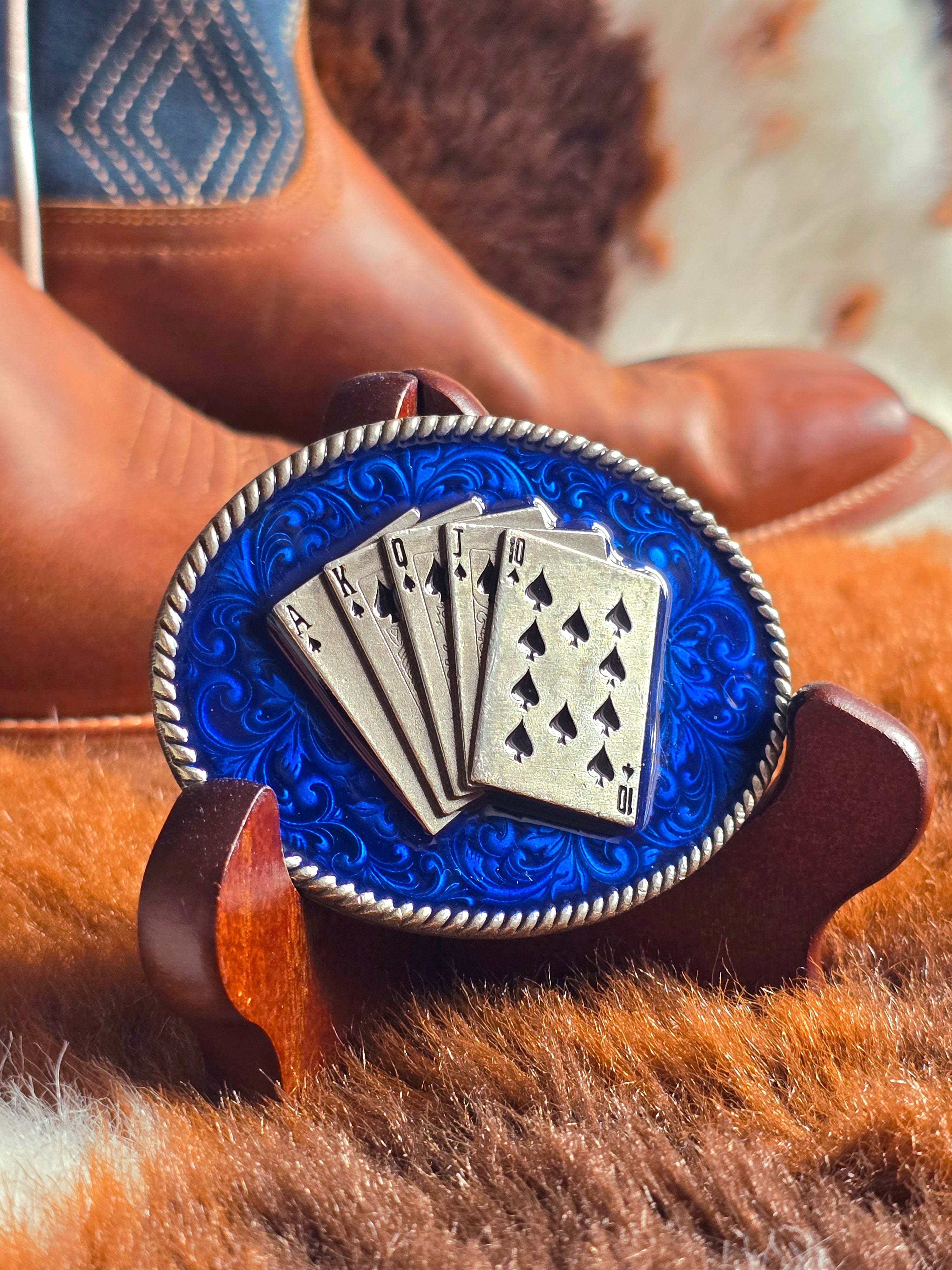 Royal Flush Poker Belt Buckle