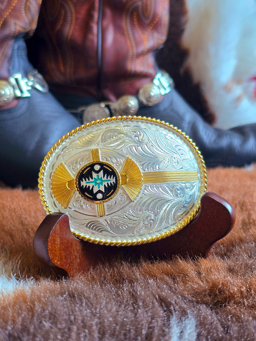 Montana Silversmiths Aztec Silver & Gold Buckle