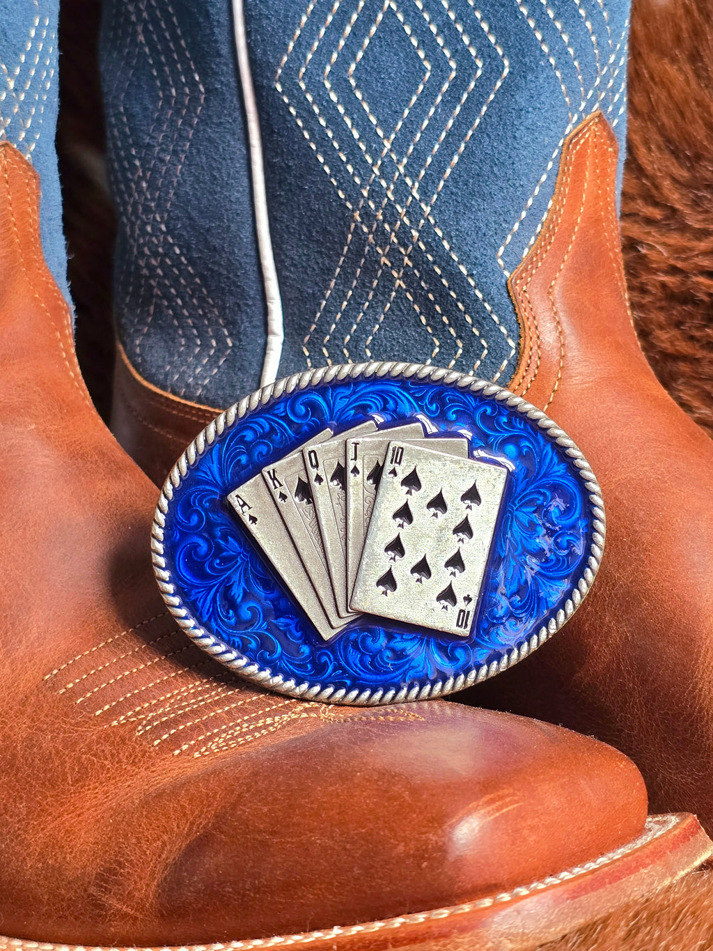 Royal Flush Poker Belt Buckle