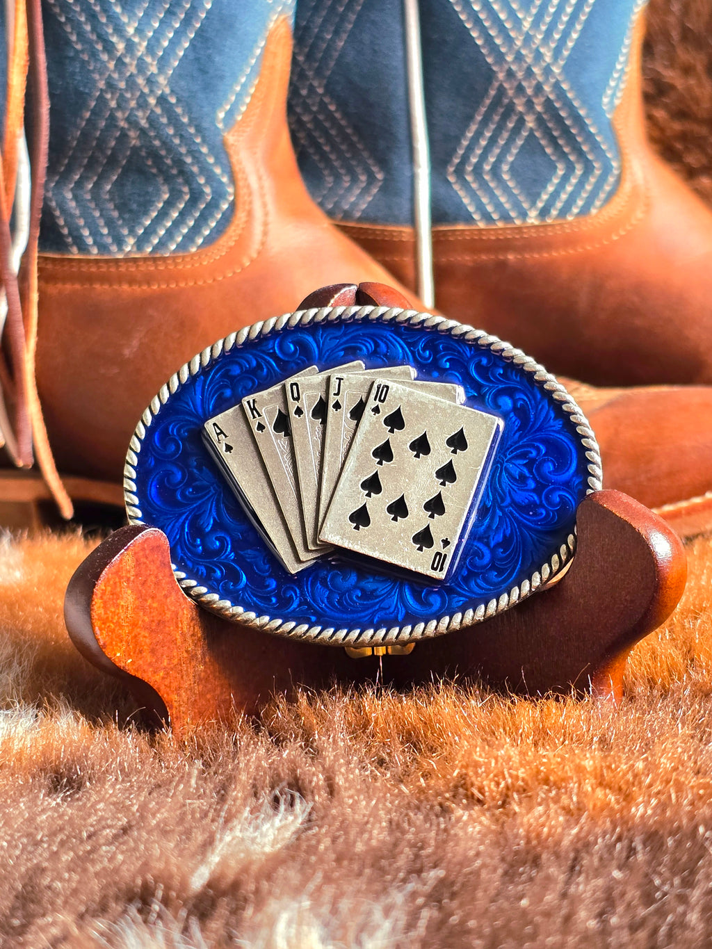 Royal Flush Poker Belt Buckle