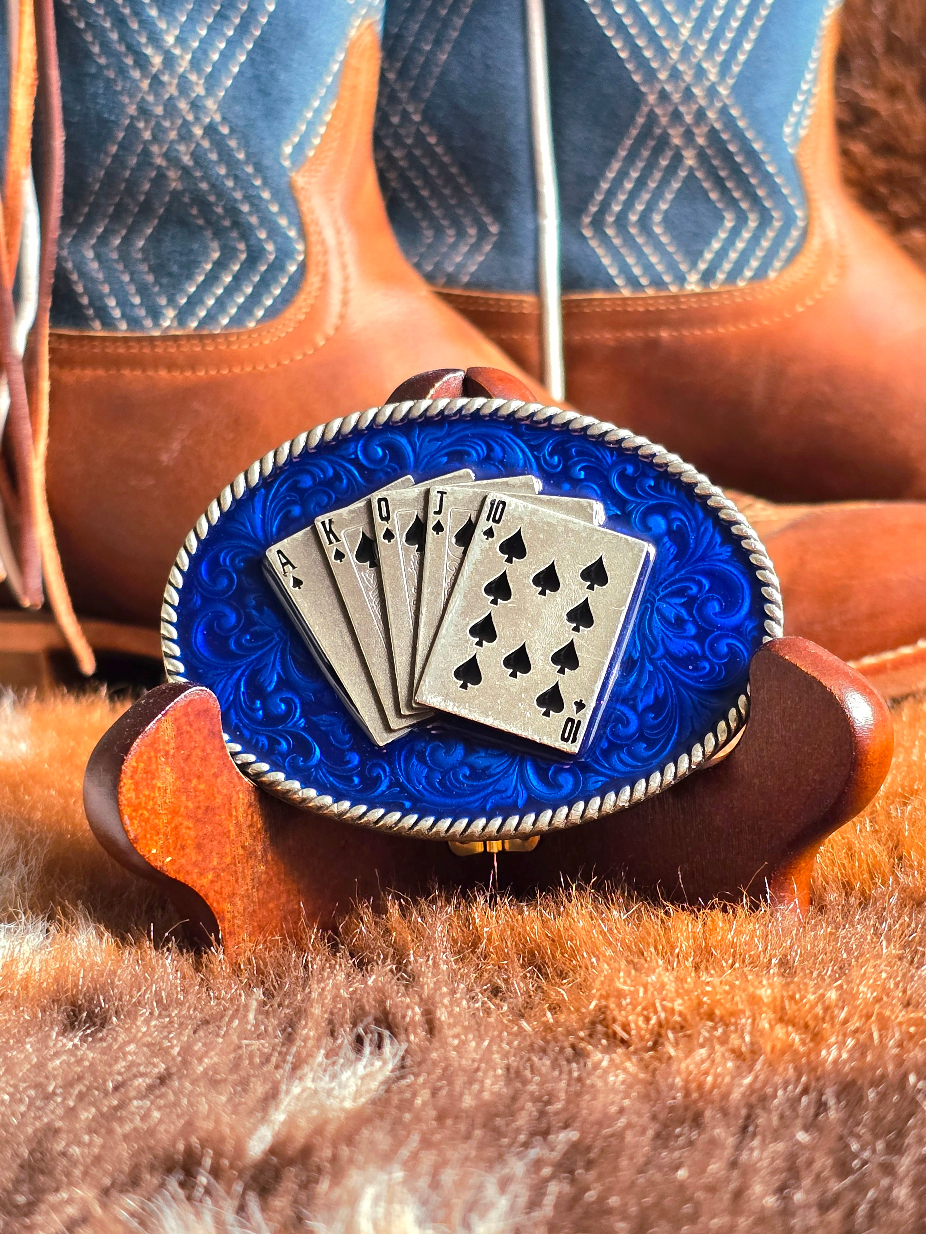 Royal Flush Poker Belt Buckle